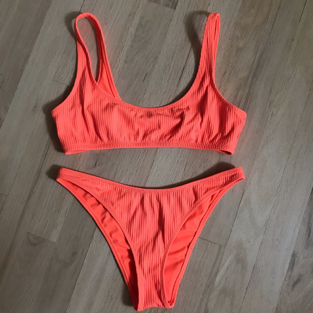 Ribbed Orange Swimsuit